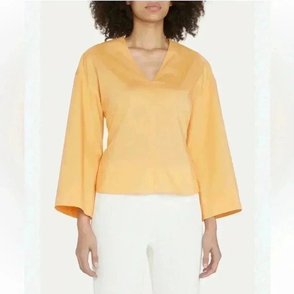 Vince cutout shirred blouse in tangelo sz XS - Picture 6 of 10